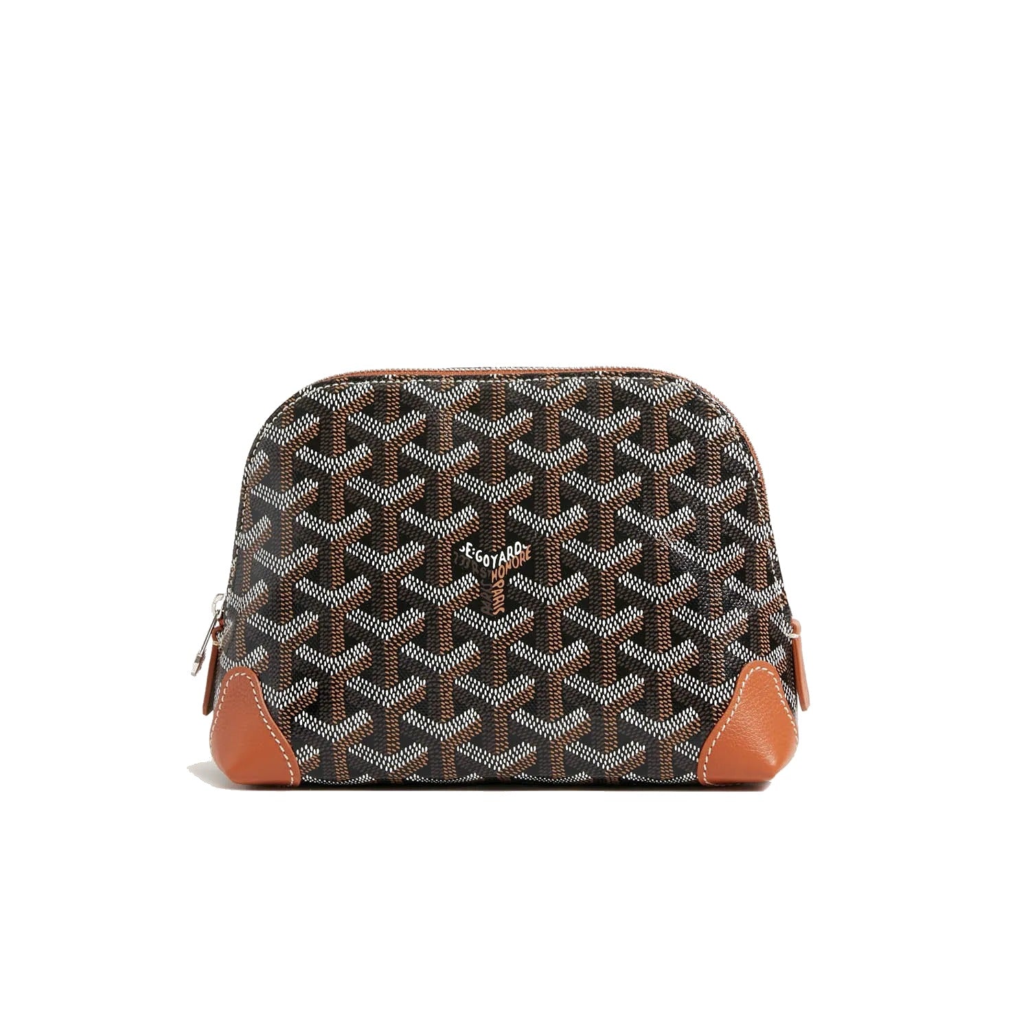 Canvas Cosmetic Pouch - Black & Tan - 6