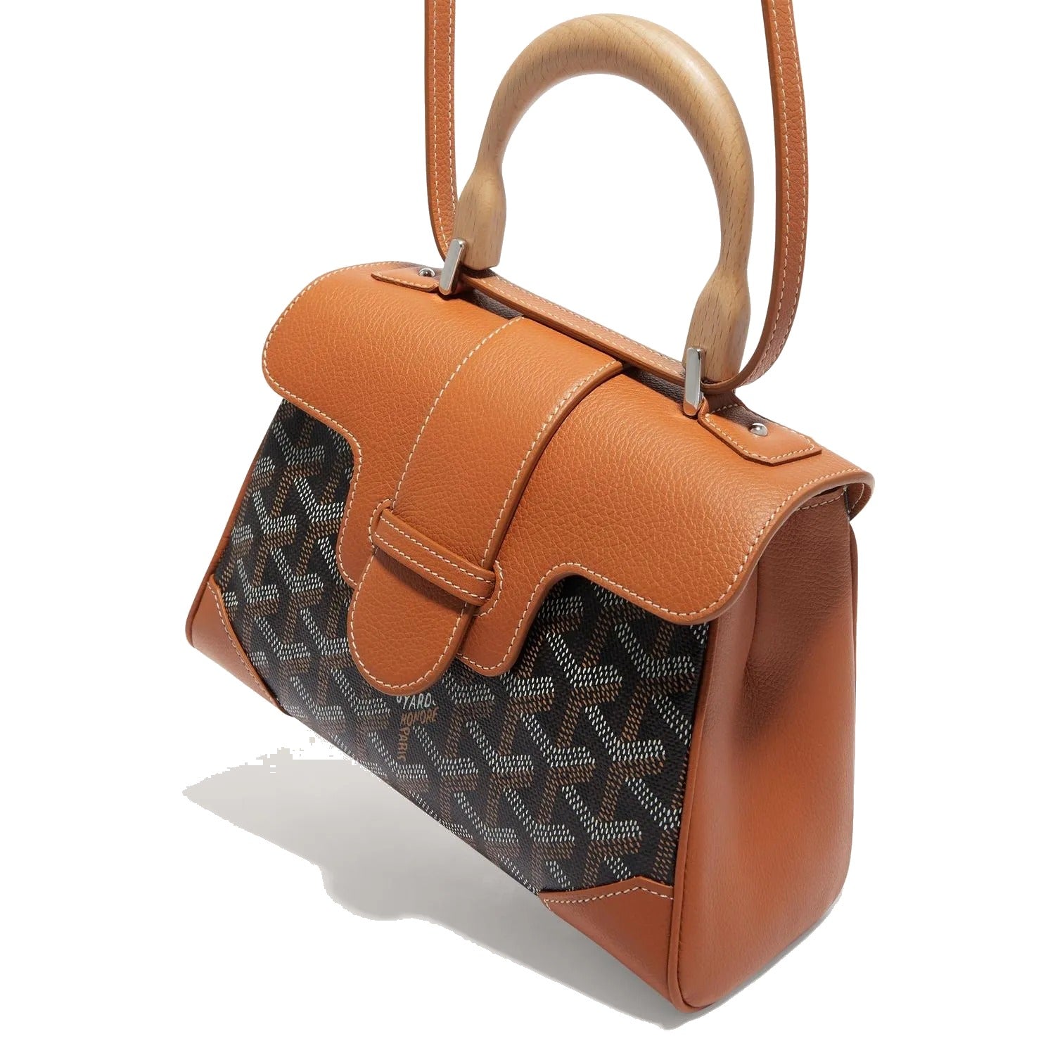 Soft Leather Mini Crossbody Bag - Black & Tan - 9