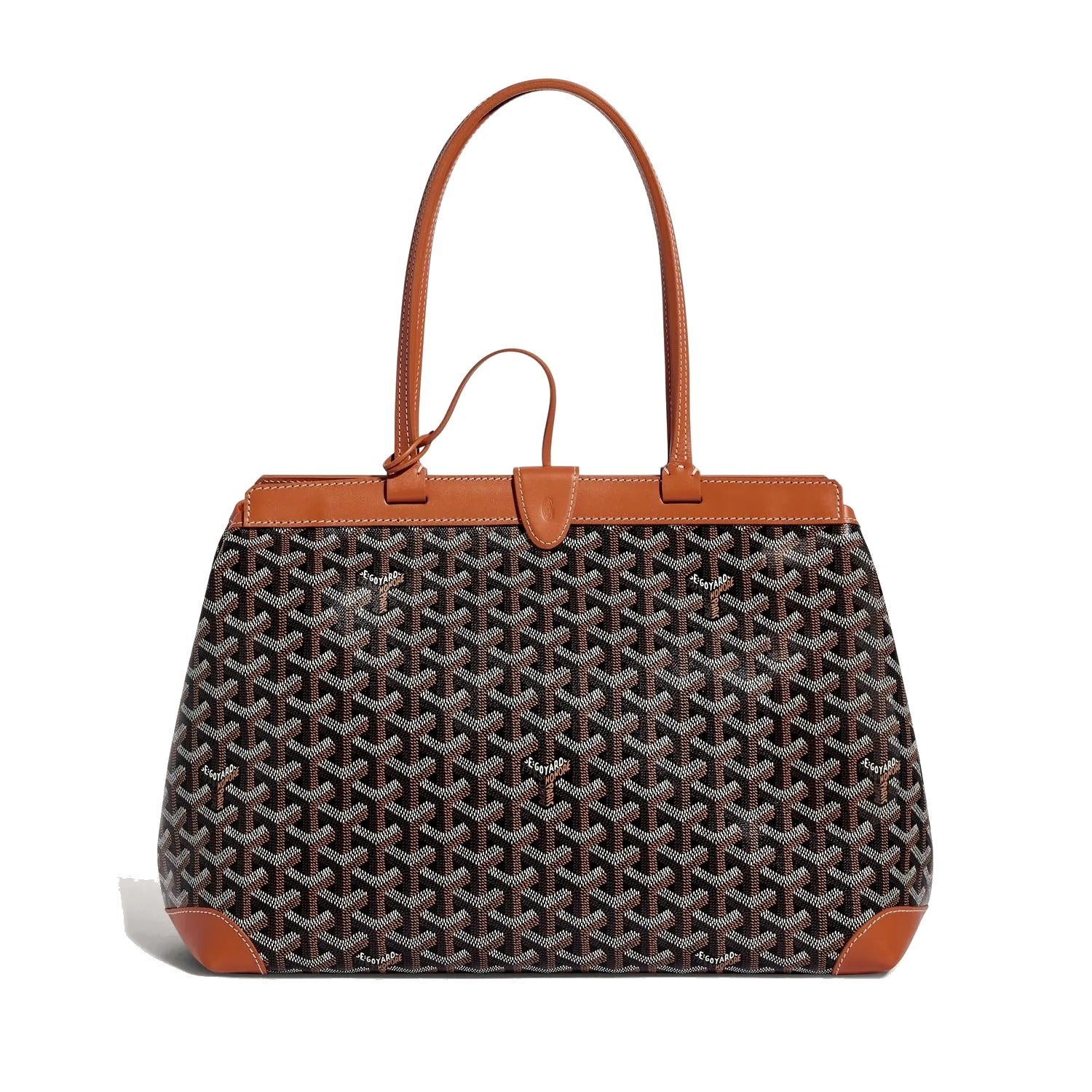 Contrast Leather Shoulder Bag - Black & Tan - 6