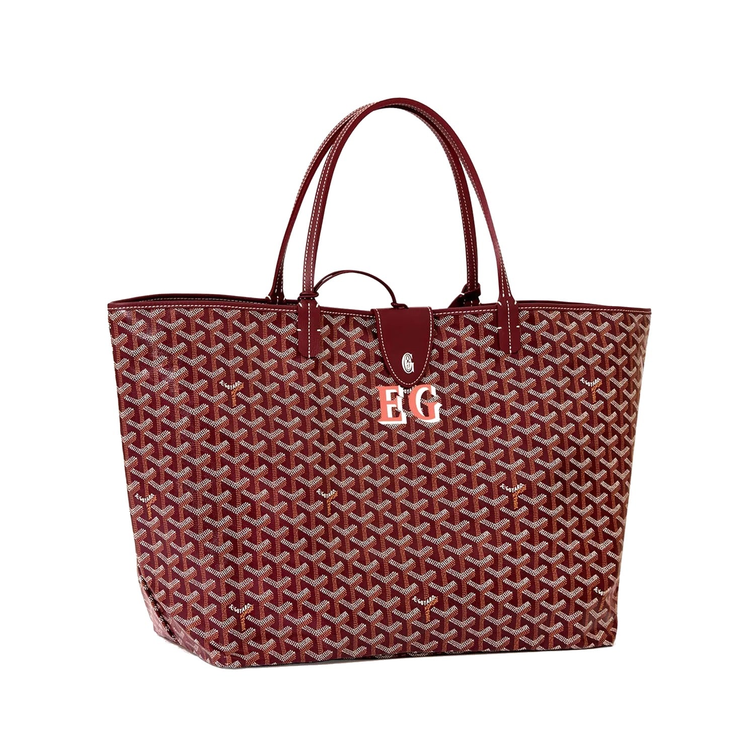 Personalized Initials Canvas Tote - Large - Burgundy
