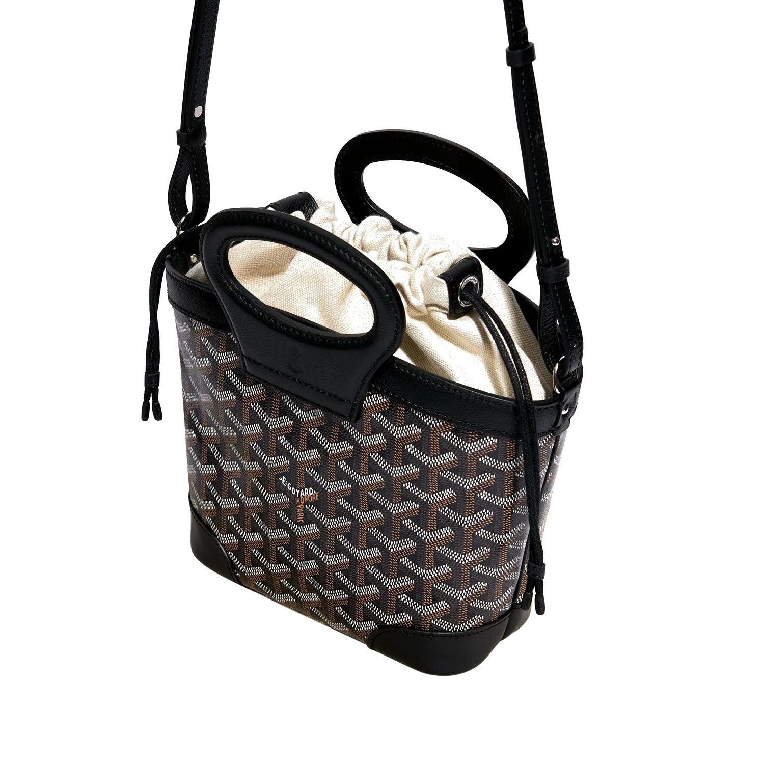 Drawstring Mini Bucket Bag - Black - 4