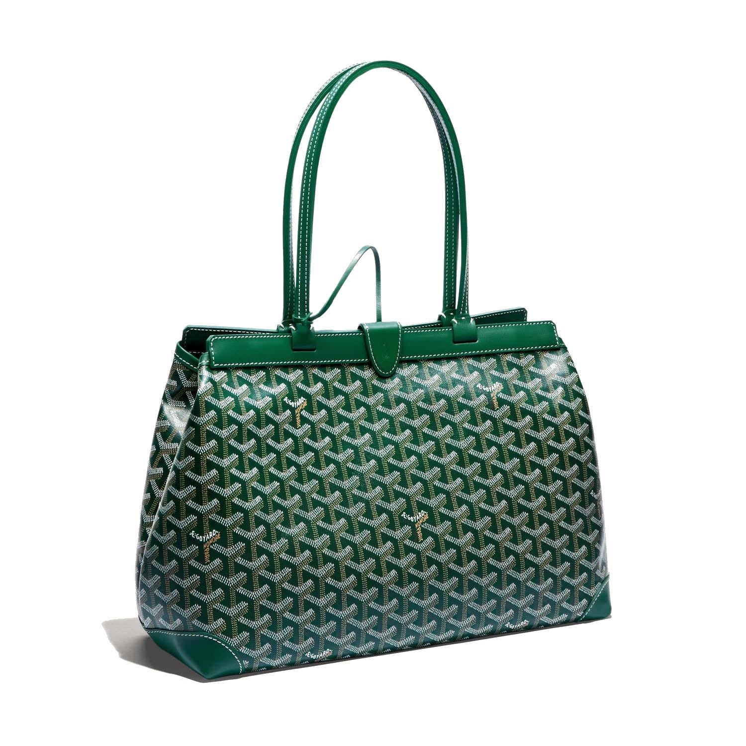 Contrast Leather Shoulder Bag - Green