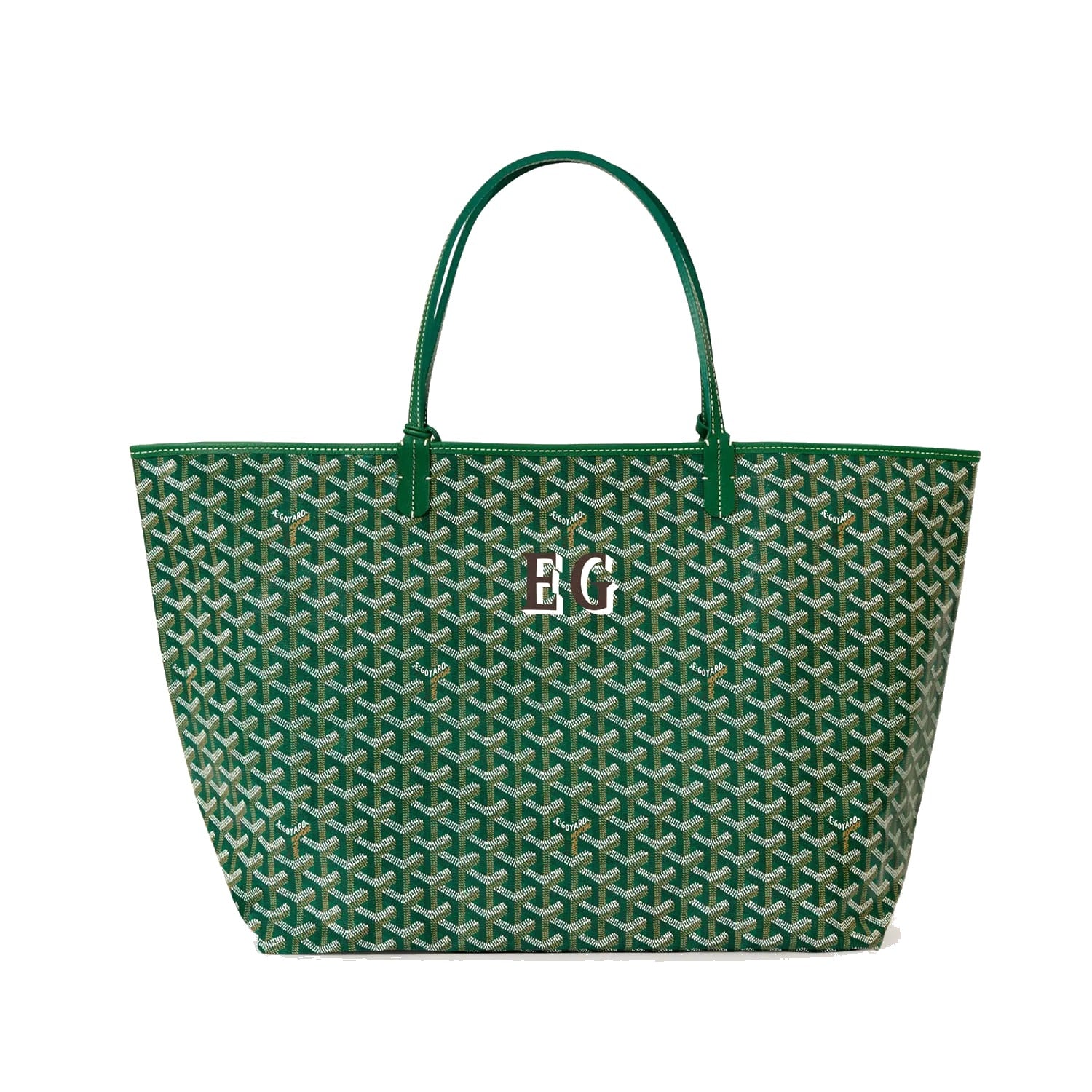 Personalized Initials Canvas Tote - Large - Green - 32