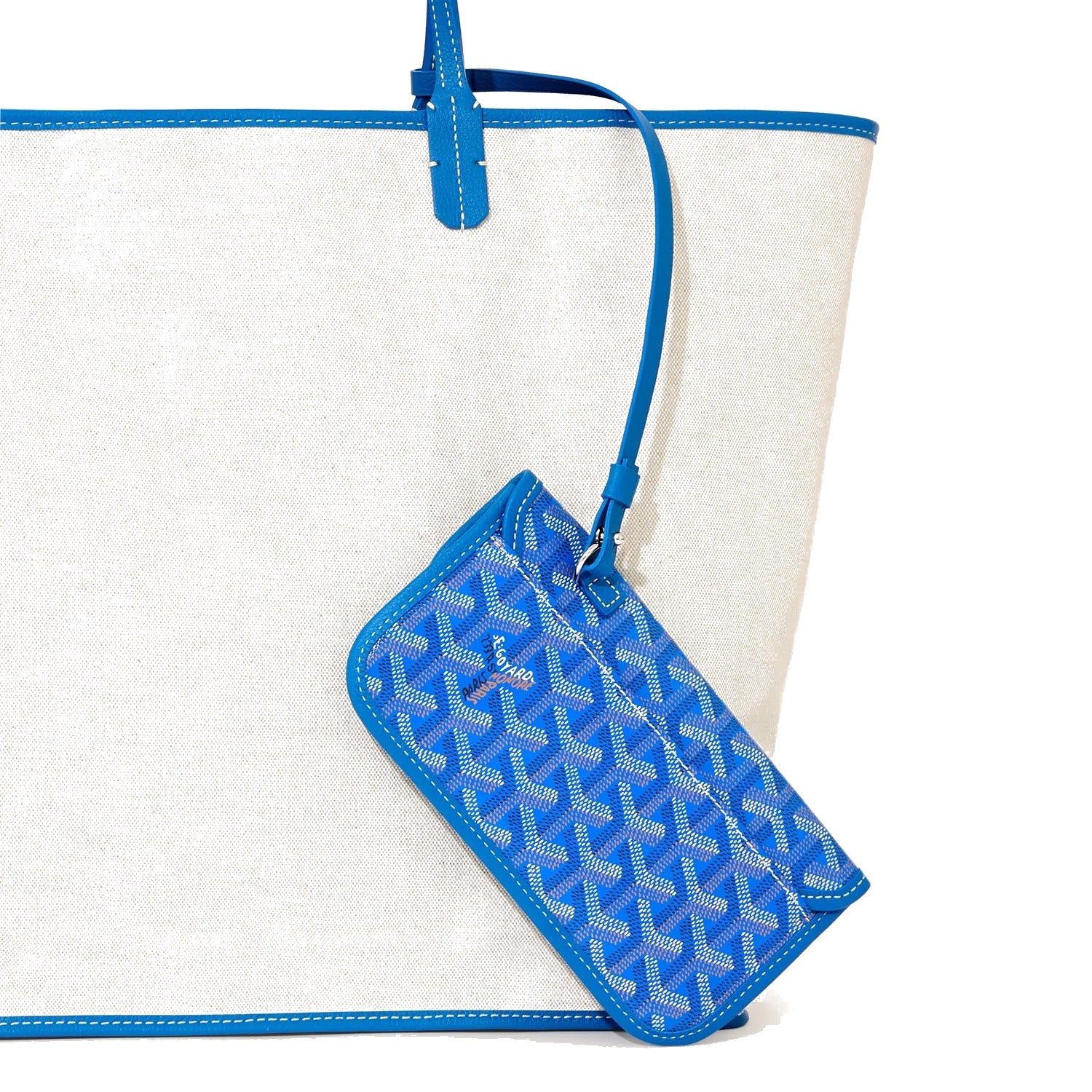 Personalized Initials Canvas Tote - Large - Sky Blue - 42