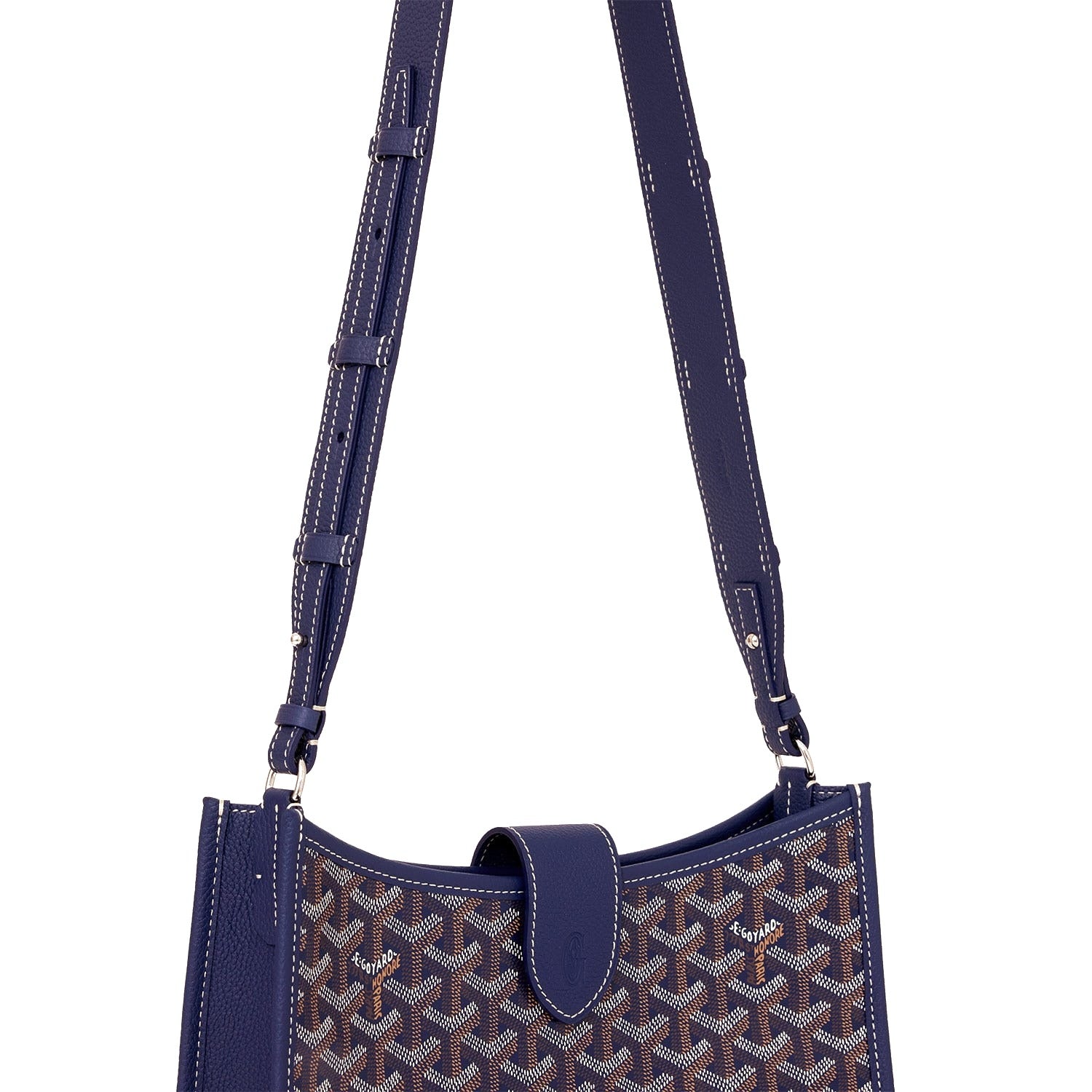 Canvas Flap Crossbody Bag - Navy Blue - 40
