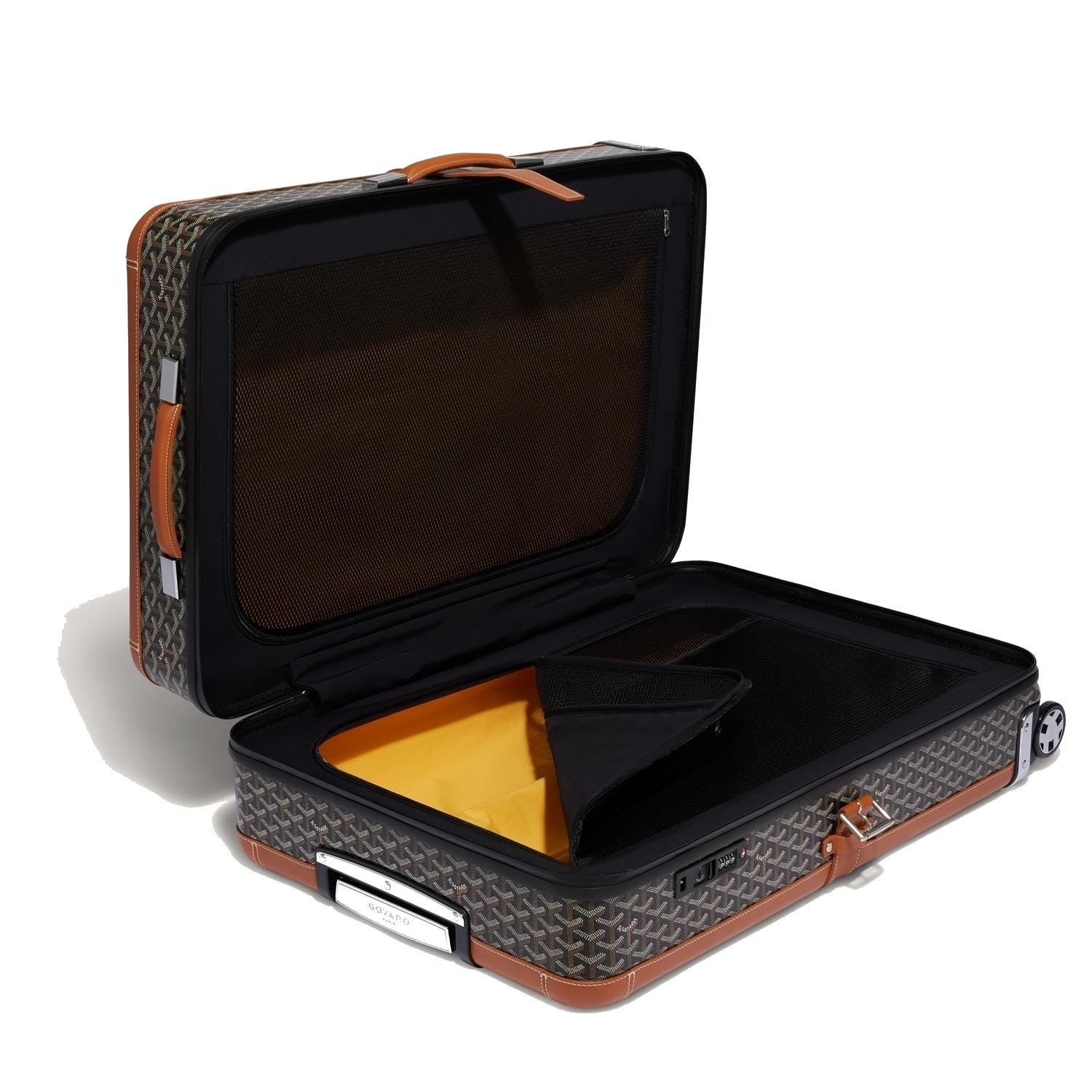 Canvas Rolling Suitcase - Large - Black & Tan - 8