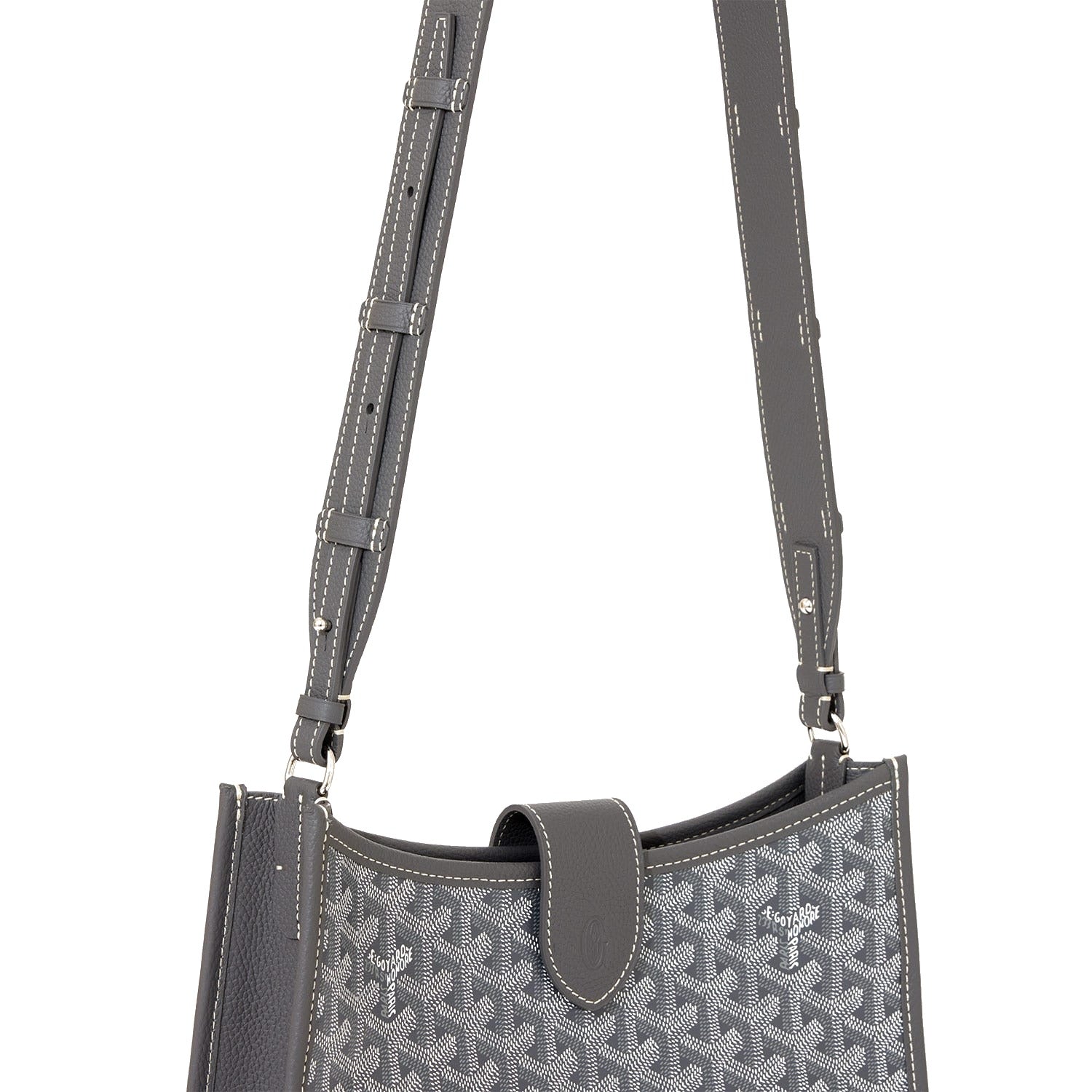 Canvas Flap Crossbody Bag - Grey - 55