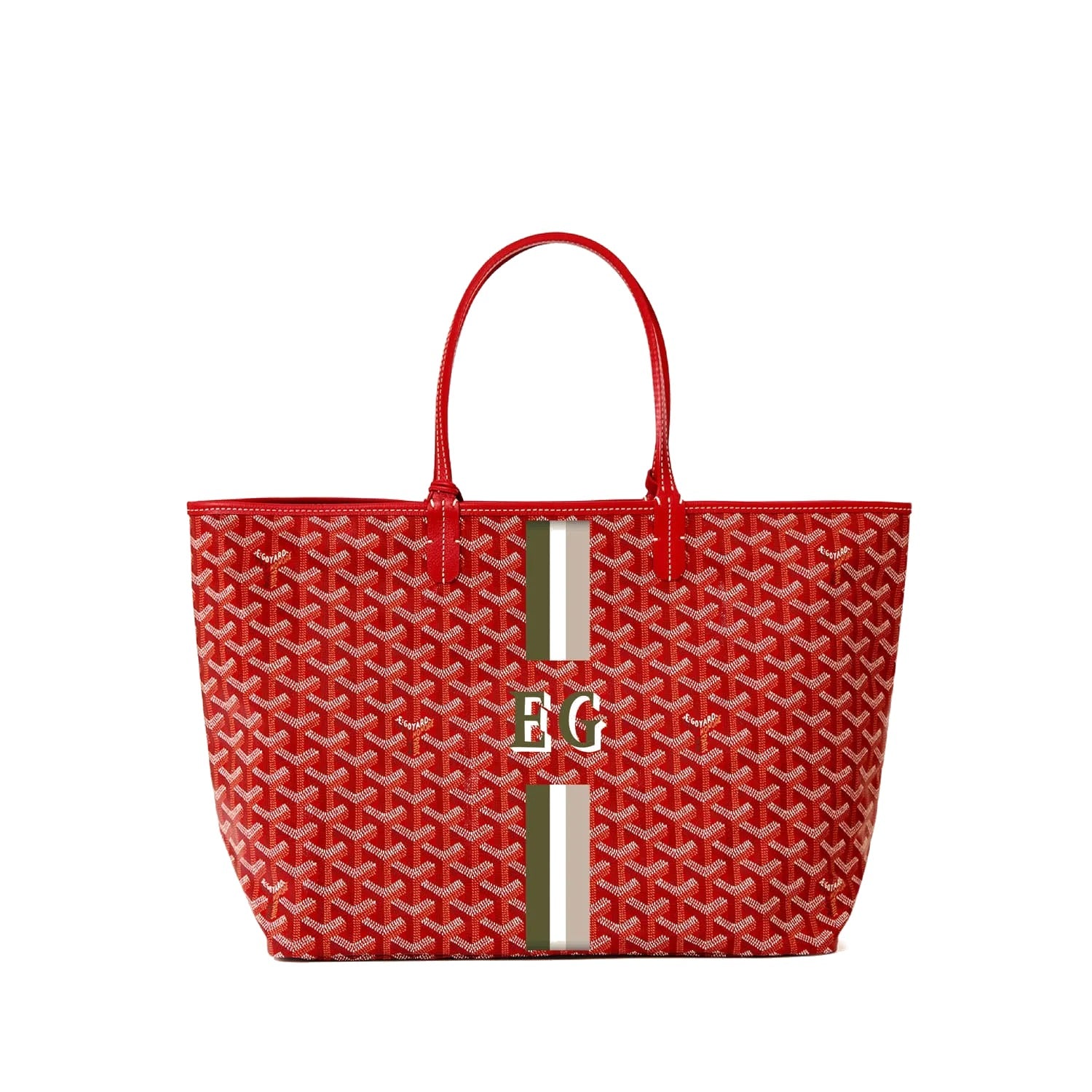 Canvas Tote with Personalized Stripes - Small - Red - 14