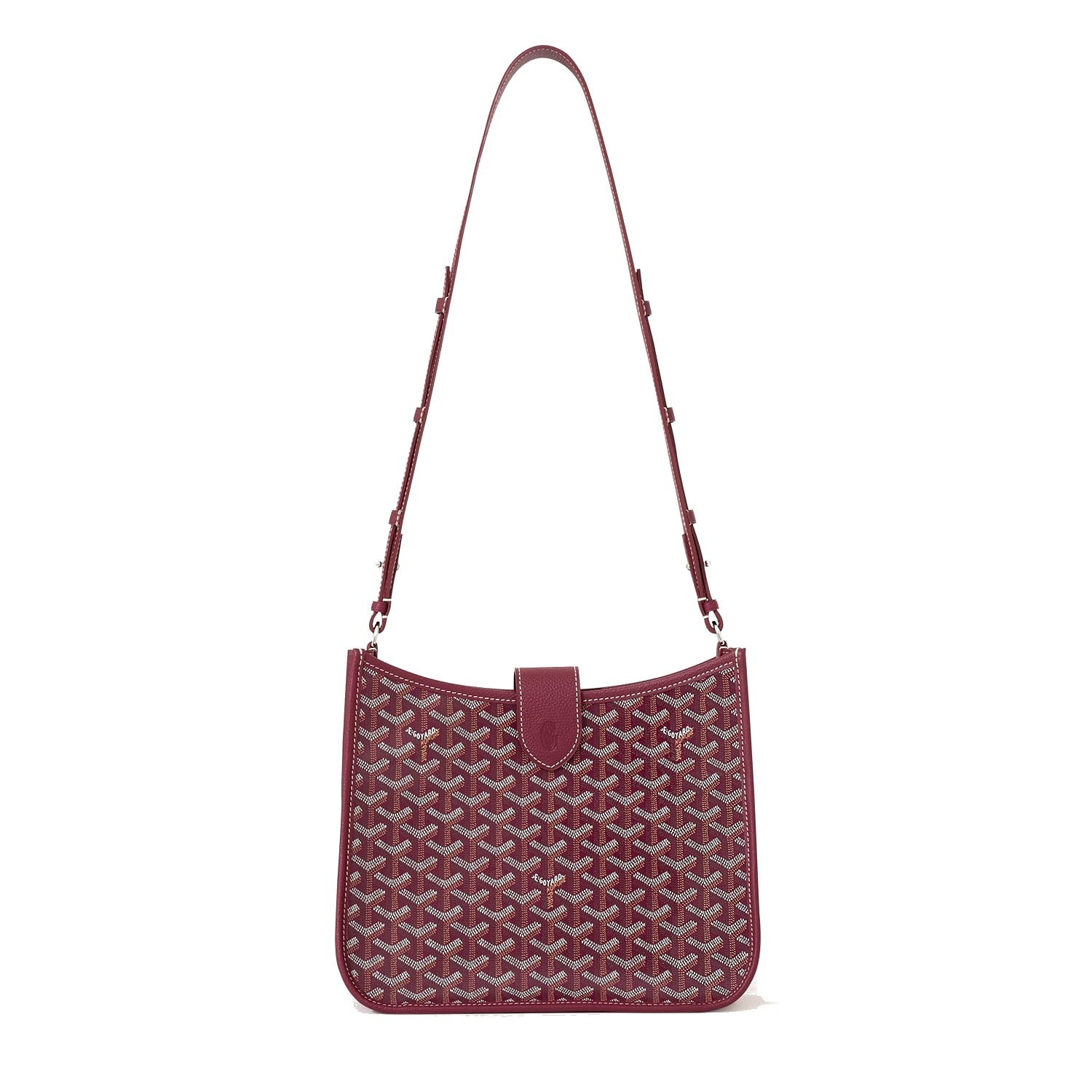 Canvas Flap Crossbody Bag - Burgundy - 44