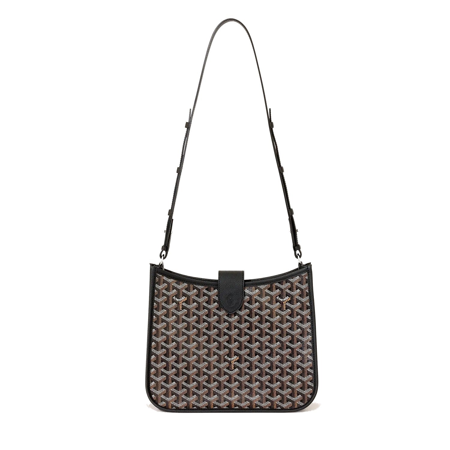 Canvas Flap Crossbody Bag - Black - 2