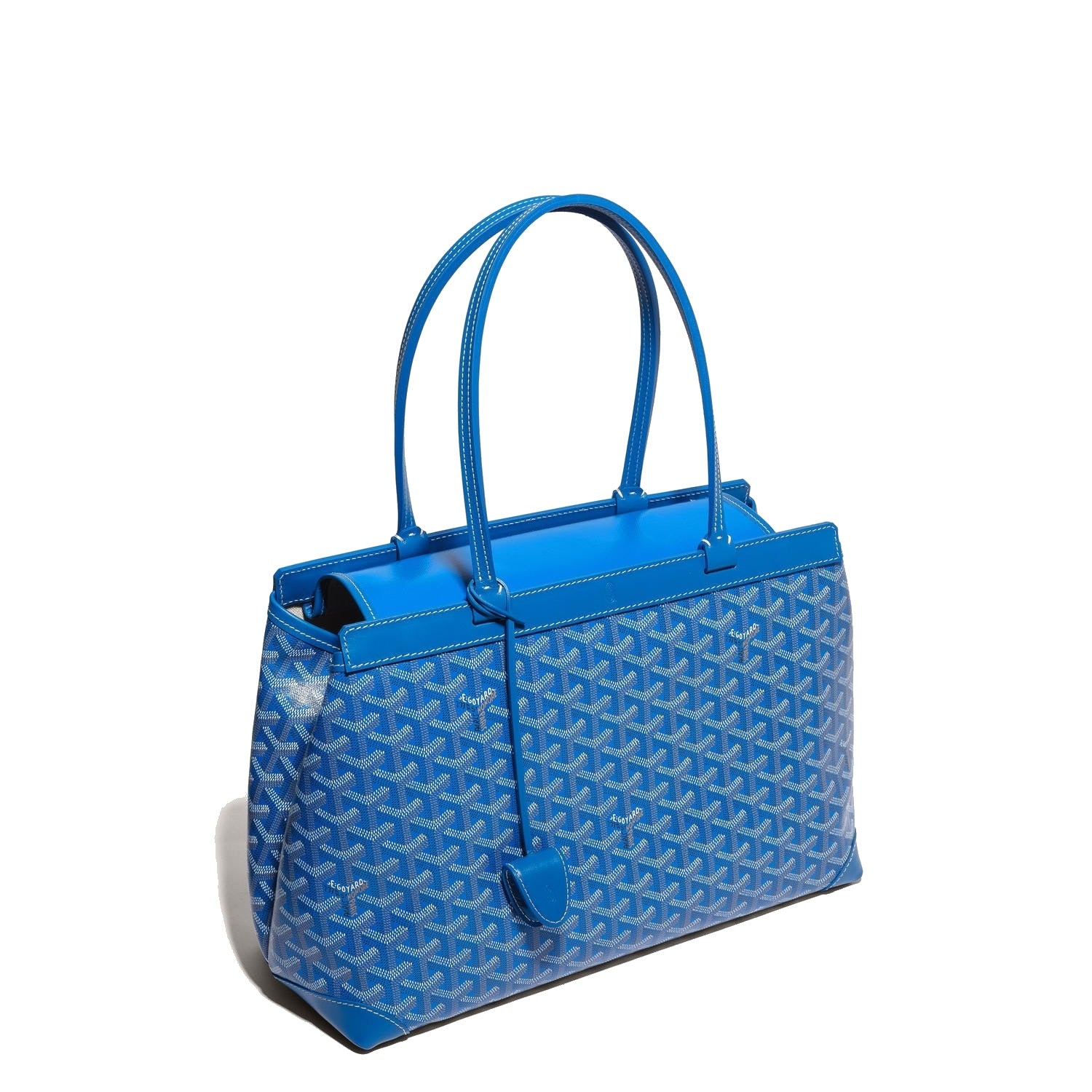 Contrast Leather Shoulder Bag - Sky Blue - 28