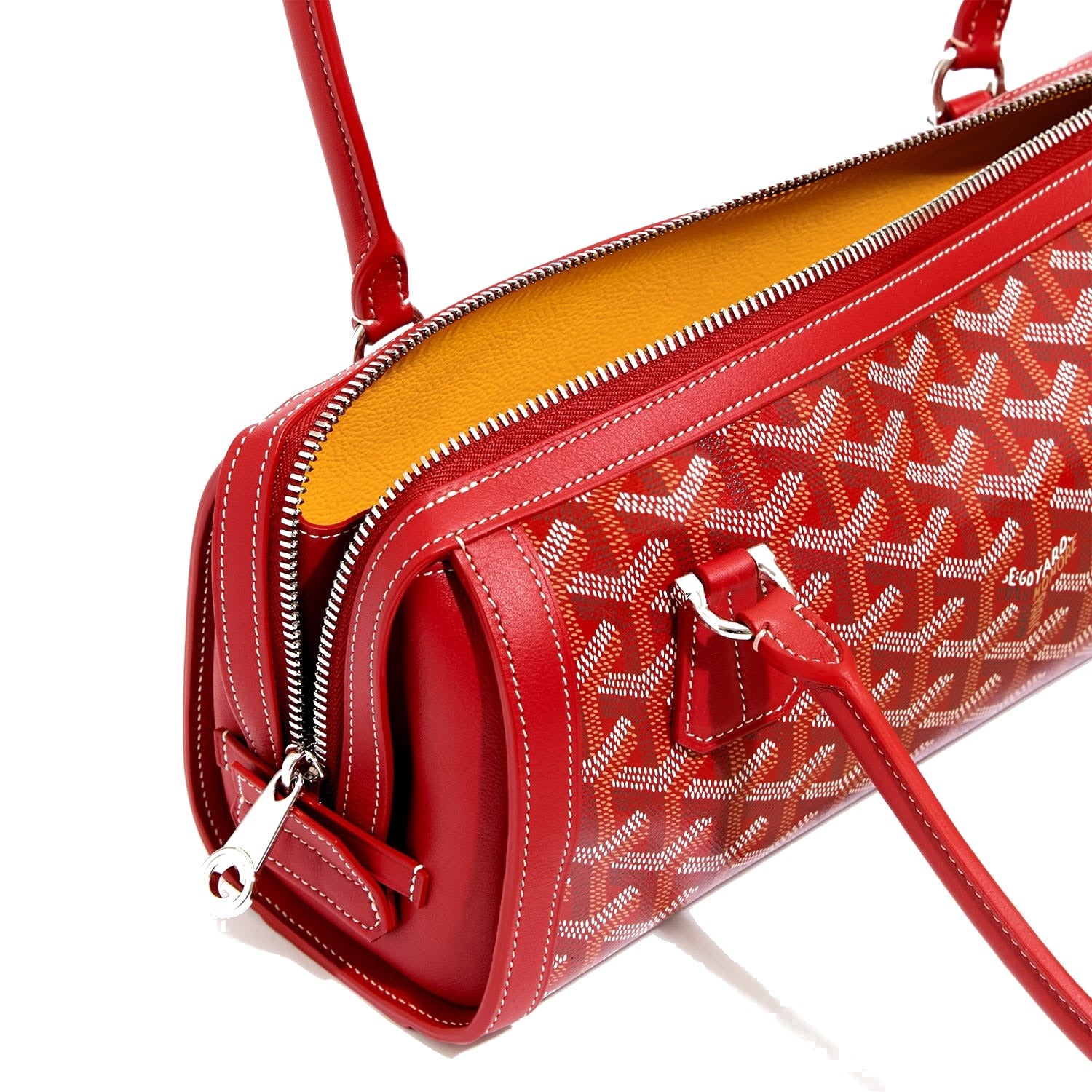 Round Structured Top-Handle Bag - Red - 15
