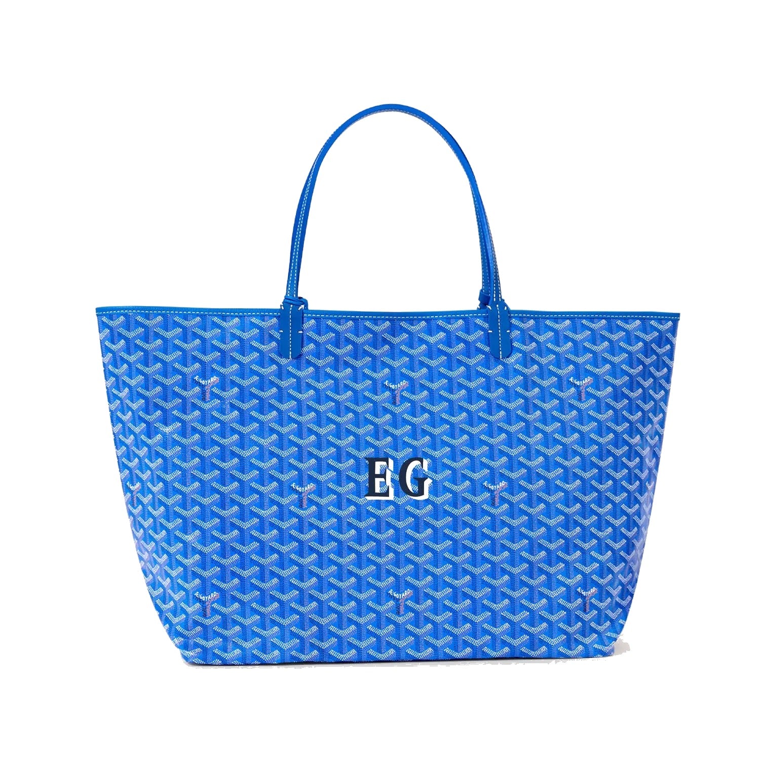 Personalized Initials Canvas Tote - Large - Sky Blue - 38