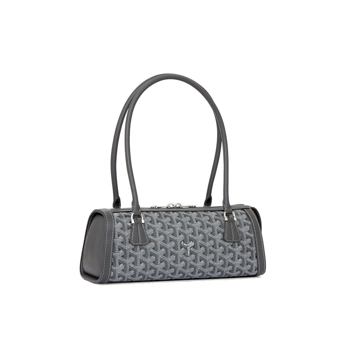 Round Structured Top-Handle Bag - Grey