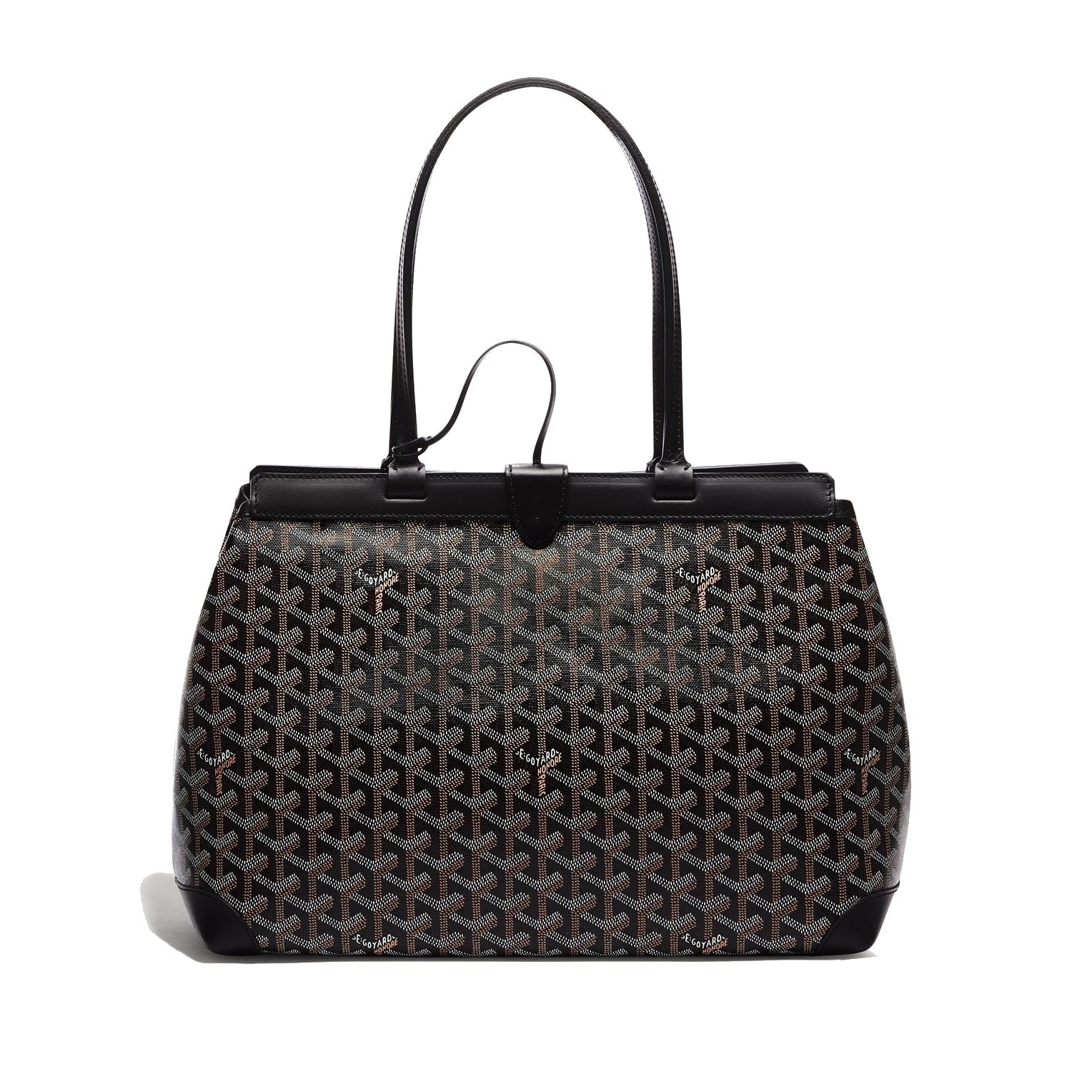 Contrast Leather Shoulder Bag - Black - 2
