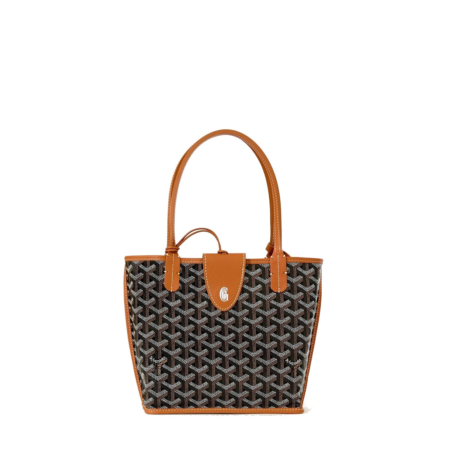 Reversible Leather Mini Tote - Black & Tan - 8