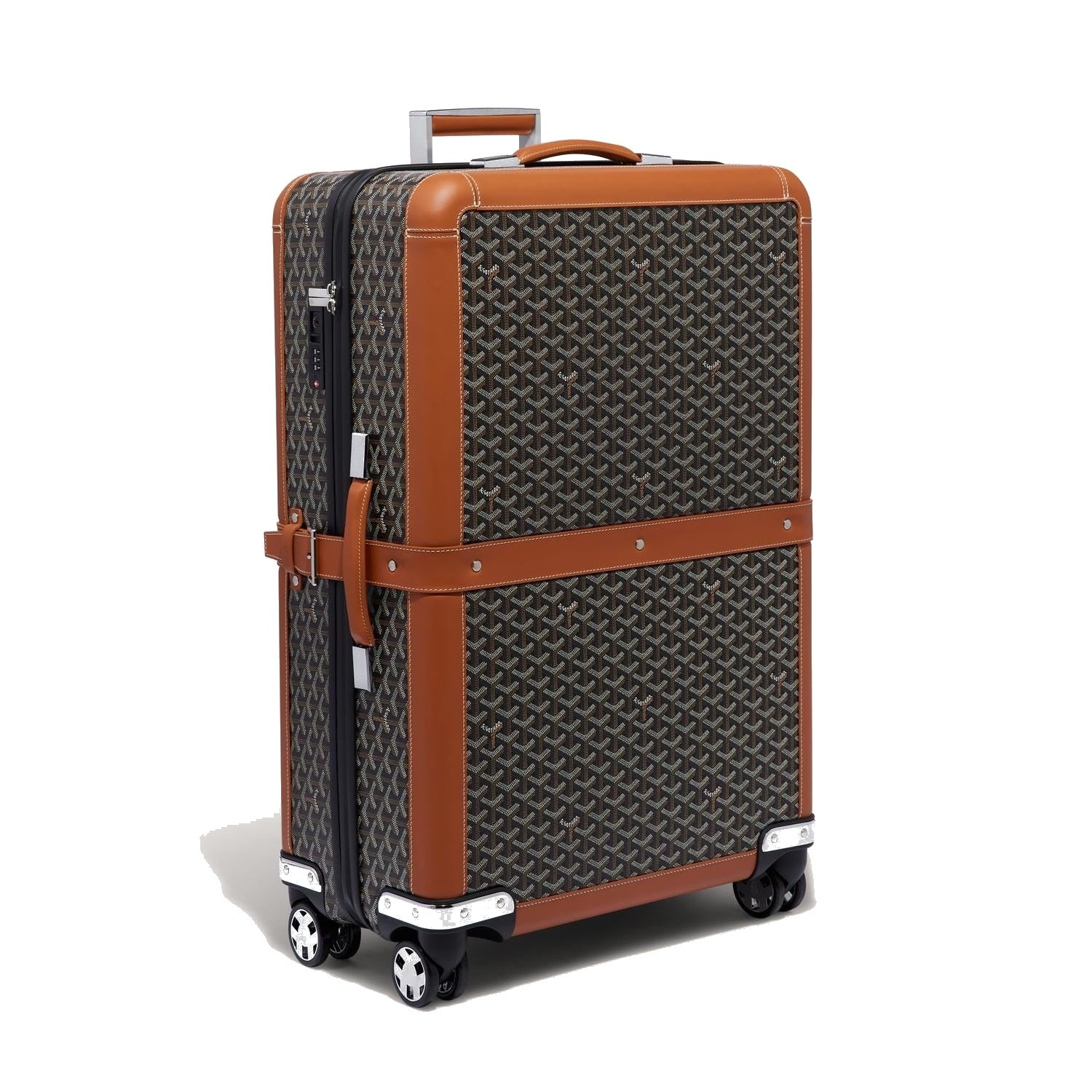 Canvas Rolling Suitcase - Large - Black & Tan