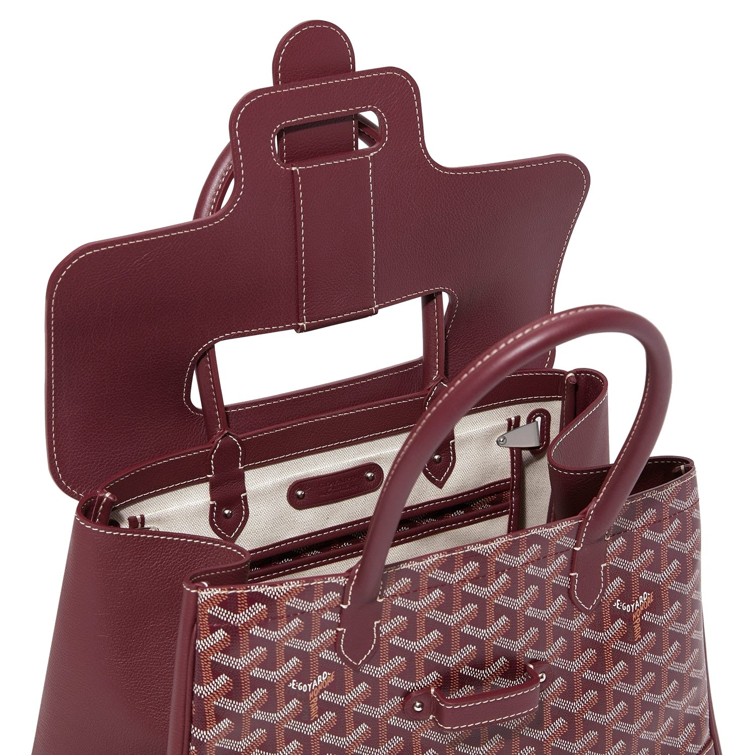 Structured Convertible Tote Bag - Burgundy - 62